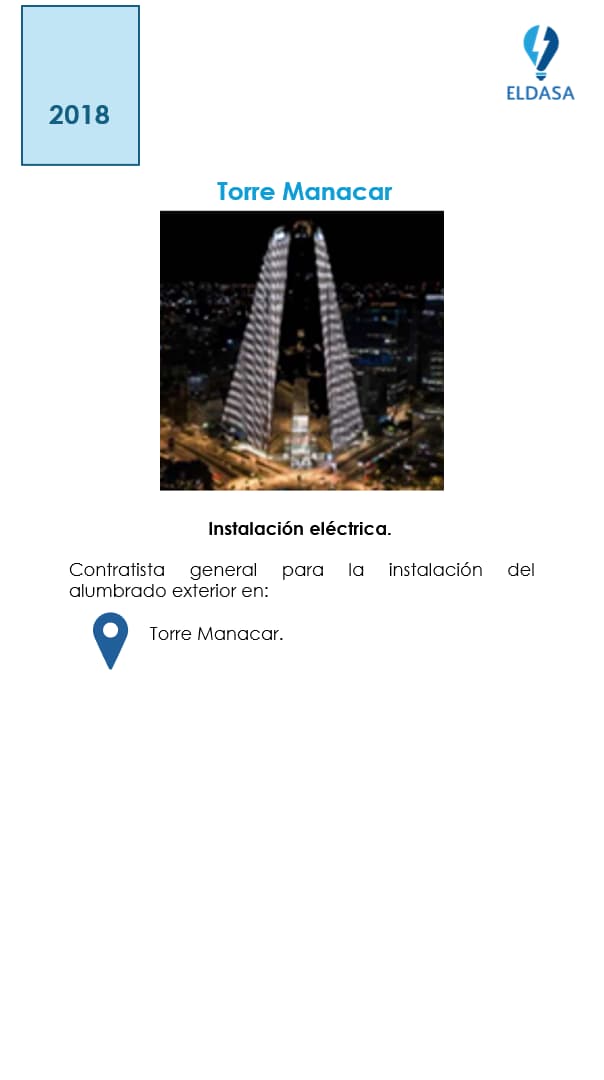 TORRE MANACAR 2018 ALUMBRADO EXTERIOR ELDASA